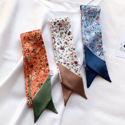 Long Skinny Scarf Lady Neck Hairband 2021 Spring Summer Fashion Printed Bag Ribbon Women Foulard Fashion Small Scarves