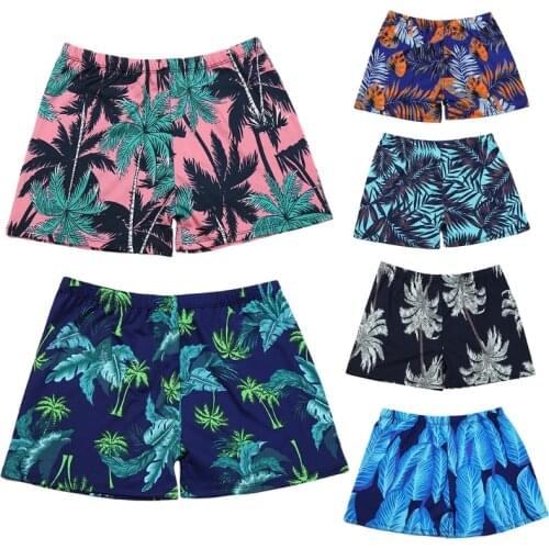 Men Summer Quick Dry Swim Trunks Bohemian Coconut Tree Leaves Print Surfing Beach Shorts with Mesh Lining Boardshorts
