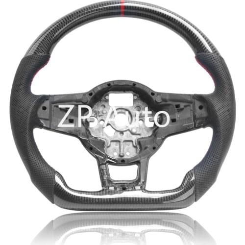 For Volkswagen Golf MK7Carbon Fiber and Perforated Leather Steering Wheel GTI R without Paddle Holes