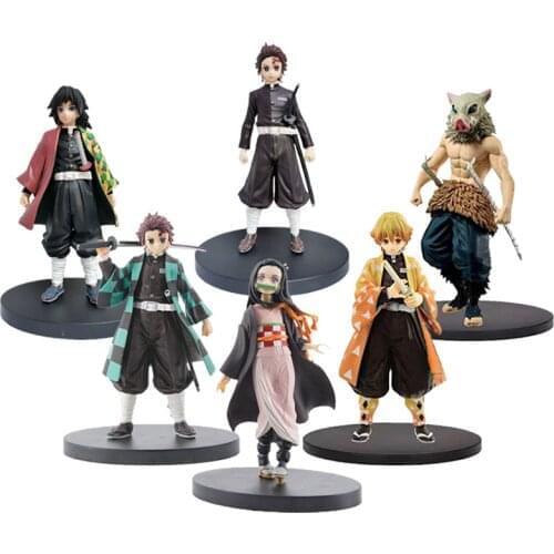 6 Styles Anime Demon Slayer Kamado Tanjirou Nezuko Action Figure Model Toys Zenitsu Figurine Inosuke Kimetsu No Yaiba Figura