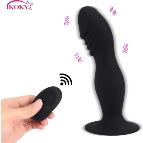 IKOKY Dildo Anal Vibrator Vibrating Butt Plug G-spot Prostate Massager Vibrator Wireless Remote Control 10 Speeds Suction Cup