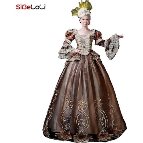 Hot Sale Coffee 18th Century Rococo Marie Antoinette Ball Gown Gothic Victorian Period Party Dress Theater Ruffle Women Costumes