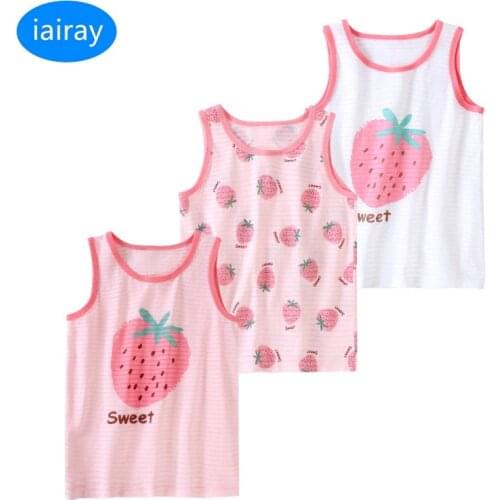 Iairay 3pcs/set summer vest cute crop tops for girls cotton vest sleeveless tshirt girl tank top kids underwear 6-12 years girl