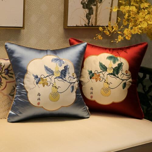 Gourd Embroidered Classical Sofa Cushion Covers Home Bed Decoration High-grade Waist Pillowcases Chinese Pillow Cases Covers