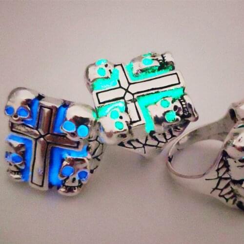 4 Color Luminous Personality Cross Ring Women Men Classic Adjustable Glow In The Dark Ring Fashion Classic Jewelry for Hallowmas