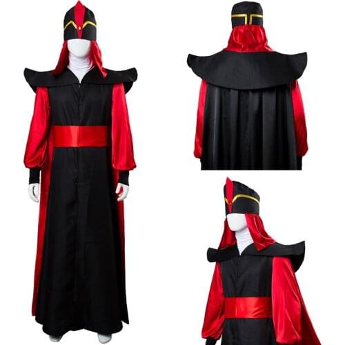 Adult Mens Aladdin Jafar Villain Costume Outfit Halloween Cosplay Costume Full Sets