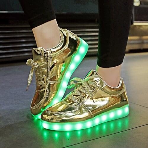 Children Shoes 7 Colorful With USB Rechargeable Girls Glow Night Light Shoes Patent Leather Boys LED Shoe Fashion Kids Sneakers
