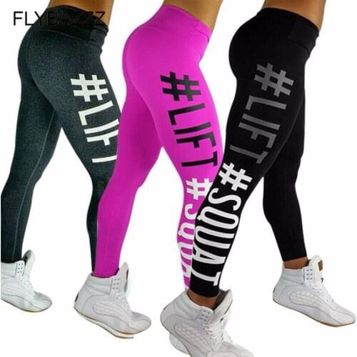 Fashion Letter Print Leggings Women Slim Fitness High Waist Elastic Workout Leggings For Gym Sport Running Sportswear Plus Size