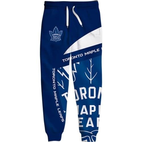 Toronto mens Casual Pants Blue White Stitching Geometric Digital Print Maple Leafs Sweatpants