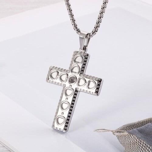 Men Necklace Goth Stainless Steel Neck Chain Couple Pendants Trend Man Punk Chains Jewelry Accessories New Cross Mens Necklaces