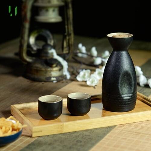 UNTIOR Retro Ceramic Sake Pot Cups Set Japanese Style Hip Flasks Home Kitchen Office Flagon Liquor Cup Drinkware Birthday Gifts