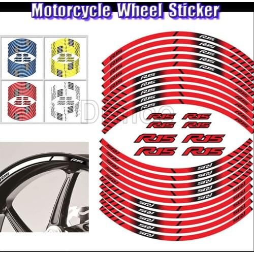 Motorcycle Wheel 16 PCS Stickers Motocross Reflective Waterporof Decals Rim Tape Strip For Yamaha YZF R15 YZFR15