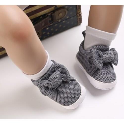 2021 New Infant Baby Girl Shoes Newborn Bow Soft Sole Sneaker Cotton Crib Shoes Sport Casual Warm First Walkers For 0-18month
