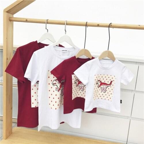 Family Matching Clothes Mather and Daughter T Shirt Baby Boys and Girls Casual T Shirt Kids Cartoon Dinosaur Top Toddler Rompers