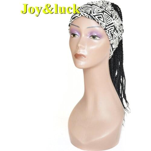 Joy&luck Short Wrap Wig Wrap and Wig Linked Headband Wigs Turban Wig Synthetic Senegalese Wig for African Women