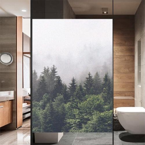 Window Film Privacy Foggy Forest Frosted No Glue Glass Sticker Sun Protection Heat Control Window Coverings for Homedecor