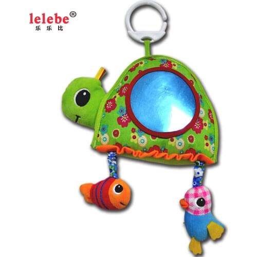 Crib Hanging Toys Organic toys 2020 baby cradle turtle mirror Ornament Baby Rattles with cartoon action plush toys decoration
