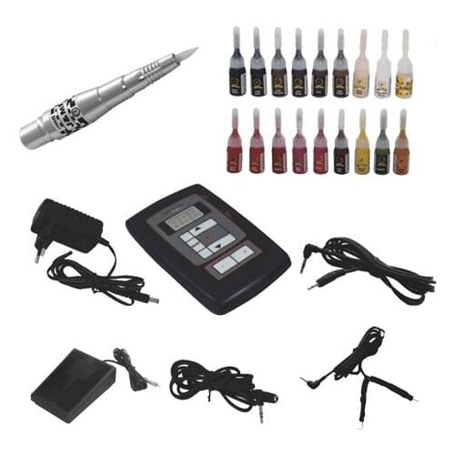 Complete Tattoo Machine Kit Professional Permanent Makeup Eyebrow Gun Needles Foot Switch Set