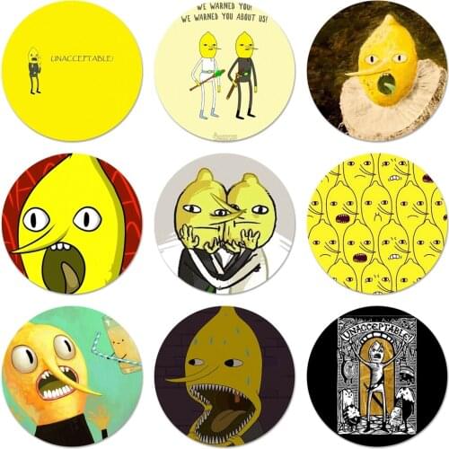 Adventure Time UNACCEPTABLE Funny Lemongrab Icons Pins Badge Decoration Brooches Metal Badges For Backpack Decoration
