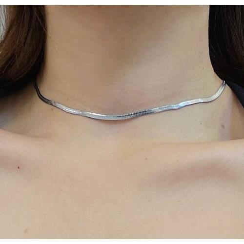 Simple Metal Chain Necklaces For Women Stainless Gold Silver Color Long Necklace Girls Fashion Elegant Jewellery Gift