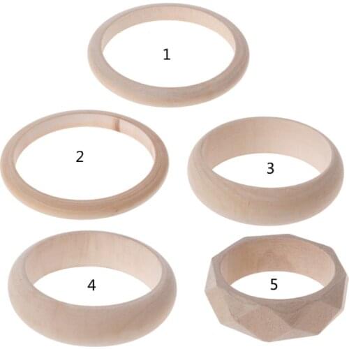 Plain Natural Unfinished Unpainted Wooden Bangle Bracelet DIY Wood Art Jewelry Accessories