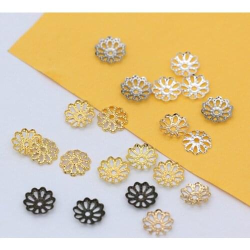 200p 7mm 9mm silver gold Flower spacer Beads Caps End caps findings connectors for Bracelet DIY Necklace Jewelry making supplies
