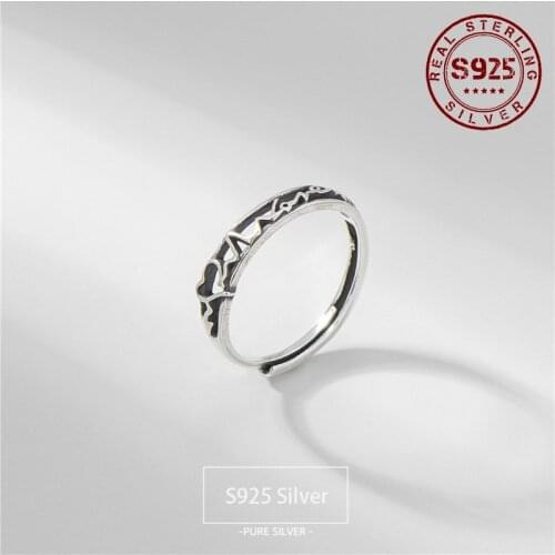 Real 925 Sterling Silver Ring for Women Heart Appointment Anniversary Open Adjustable Women Ring Silver Jewelry Women