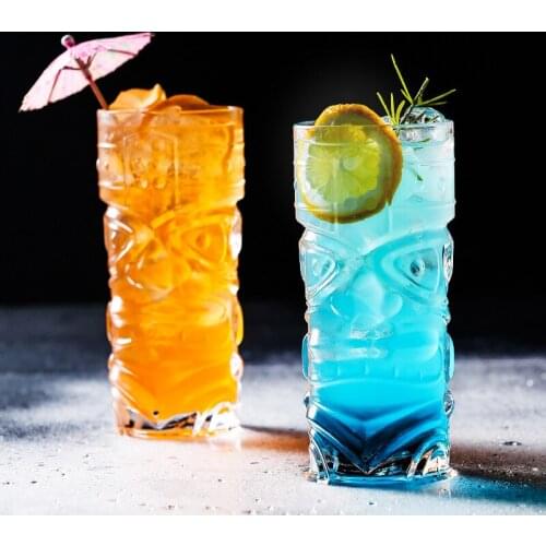 Carved Grimace 400ml Wine Glass CupHawaiian Style Tiki Cup Cocktail Cola Big Eyes Face Cup Bar Family Cold Drink Shop Drinkware