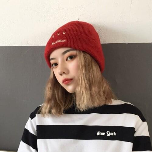 H3566 Women Knitted Beanie Hat Men Autumn Winter Korean Warm Thickened Skullies Cap Male High Quality Fashion Casual Girl Hats