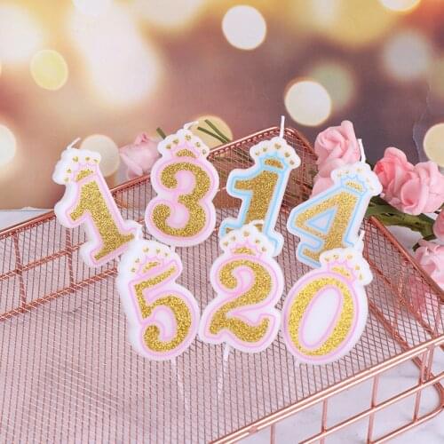Birthday Candles Gold Sliver Kids Crown Birthday Candles for Cake Party Supplies Decoration Cake Candles Arabic numerals