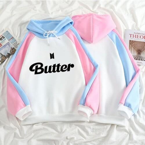 Kpop Bangtan Boys Butter Men/Women Color Block Hoodie Casual Print Unisex Sweatshirt Streetwear Korean Harajuku Oversize Tee Top