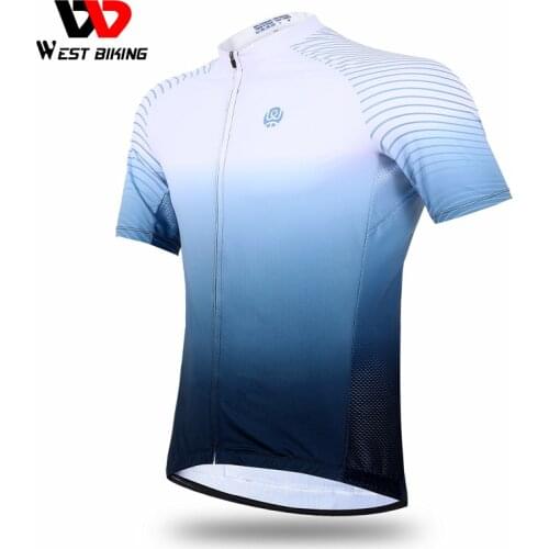 WEST BIKING Bicycle Man Cycling Jersey Quick Dry Breathable MTB Clothing Short Sleeve Shirt Summer Anti-UV Sport Jersey Racing