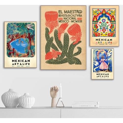 El Maestro Vintage Cactus Posters and Prints Canvas Art Painting Mexican Wall Art Decorative Picture Home Living Room Decoration