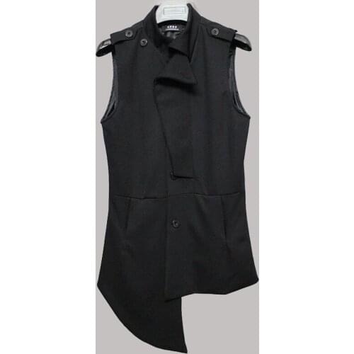 S-6XL!!Spring and summer mens wear Korean Japanese department hair stylist slim in the long trench coat mens teenage waistcoat