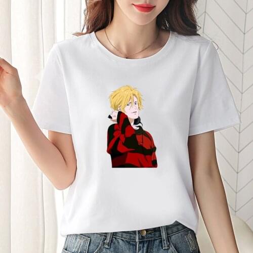 Funny Japan BL Anime Banana Fish Female T Shirt Cool Manga Printed O Neck Short Sleeve Vogue Casual Fashion Cartoon Cotton Tee