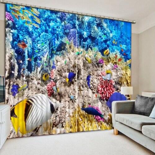Scenery Beauty Digital Photo Printing Blackout 3D Curtains for Living Room ocean curtains