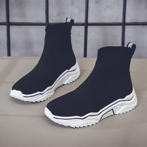 Woven Hight-Top Socks Womens Korean-Style Student Ins Sneakers 2020 Autumn New All-match Street Casual Shoes