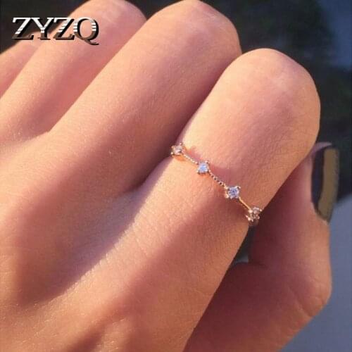ZYZQ Superb Simple Thin Knuckle Rings For Women With Tiny Stone Setting Silver Plated Engagement Wedding Rings Wholesale Lots