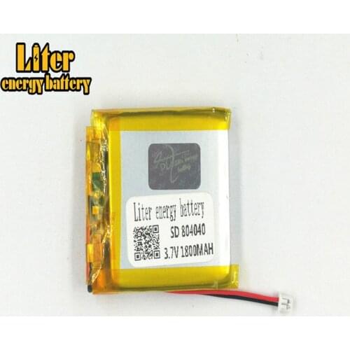 1.25MM 2pin connector 3.7V 804040 1800mah Rechargeable Li-ion Polymer Lithium Battery e-books GPS PDA Li-Po Li-polymer Battery