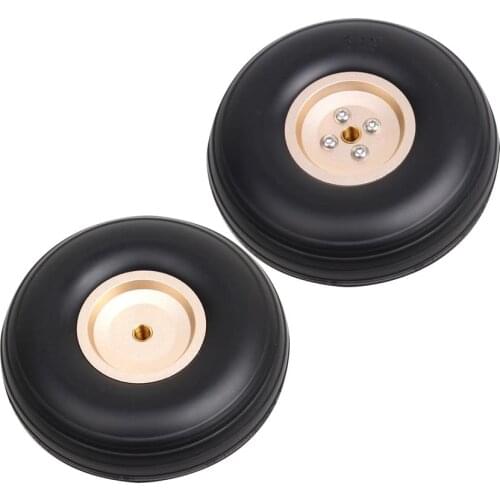 1 Pair 1/2/3/4/5/2.25/3.5/3.75 inch Customized PU RC Wheels w/Golden Frosted Aluminum Hub for RC Tools Plane NEW