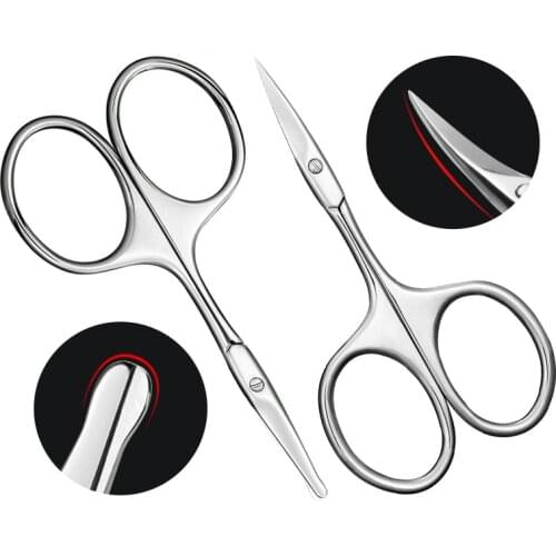 2pcs/set Stainless Steel Eyebrow Trimmer Round Nose Haircut Beauty Makeup Gadgets Face Skin Care Beauty Tools G1218