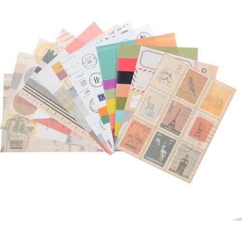 12 Pcs Paper Vintage Stamp Stickers Photos Frame Decor Props For DIY Photo Album Accessories Scrapbooking Photo Album