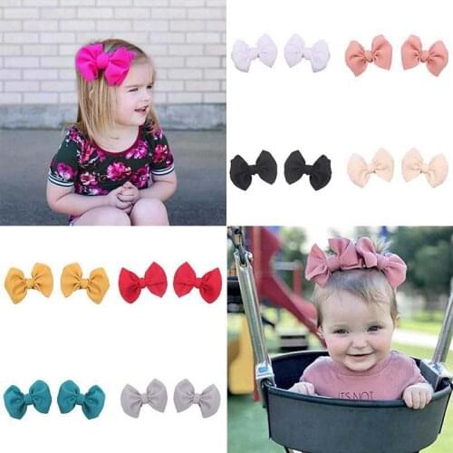 2Pcs/Set Bowknot Hairpins For Baby Girls Hair Accessories Fashion Hairpin Baby Hair Clips Kids Barrette заколки для девочек 2021