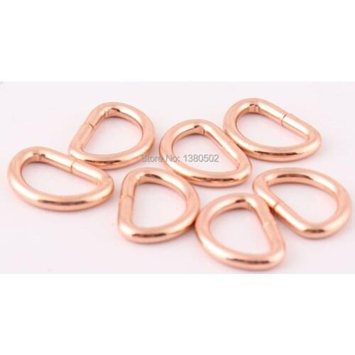 30pcs/lot Rose Gold Color 12mm Inner Metal D ring Dee Ring adjustable buckles for bag webbing strap Ribbon Garment accessories