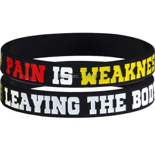 300pcs Daily Gym Workout Pain Is Weakness Leaving The Body wristband silicone bracelets free shipping by FEDEX A