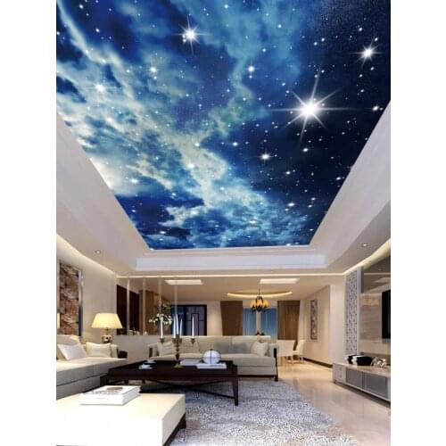 Custom 3D Wallpaper Roll blue sky star ceilings Bedroom Living Room Ceiling Decoration Mural Wall