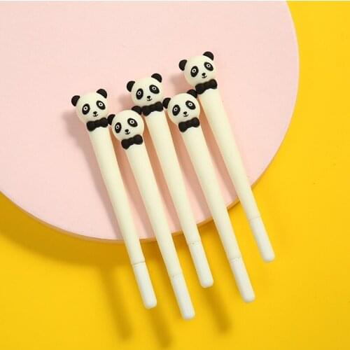 40PCS Creative Cartoon Cute Giant Panda Gel Pen Cartoon Animal Head Student Stationery Office Full Needle Water-Based Paint Pen