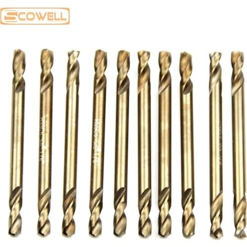 40% OFF SCOWELL 10pack HCO M35 Double End Twist Drill Bit Cobalt Hole Drilling Spiral Drill Bits MetalWorking from 3mm to 5mm