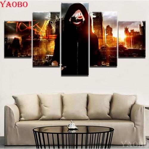 5pcs 5D Diy Diamond Painting Cross Stitch full Square Diamond Embroidery Jinmuyan Tokyo Ghoul Anime picture for room Decor