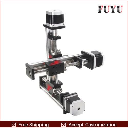 Free shipping linear rail guide ball screw with motor driven 300*300*300mm diy x y z axis router for cutting machine
